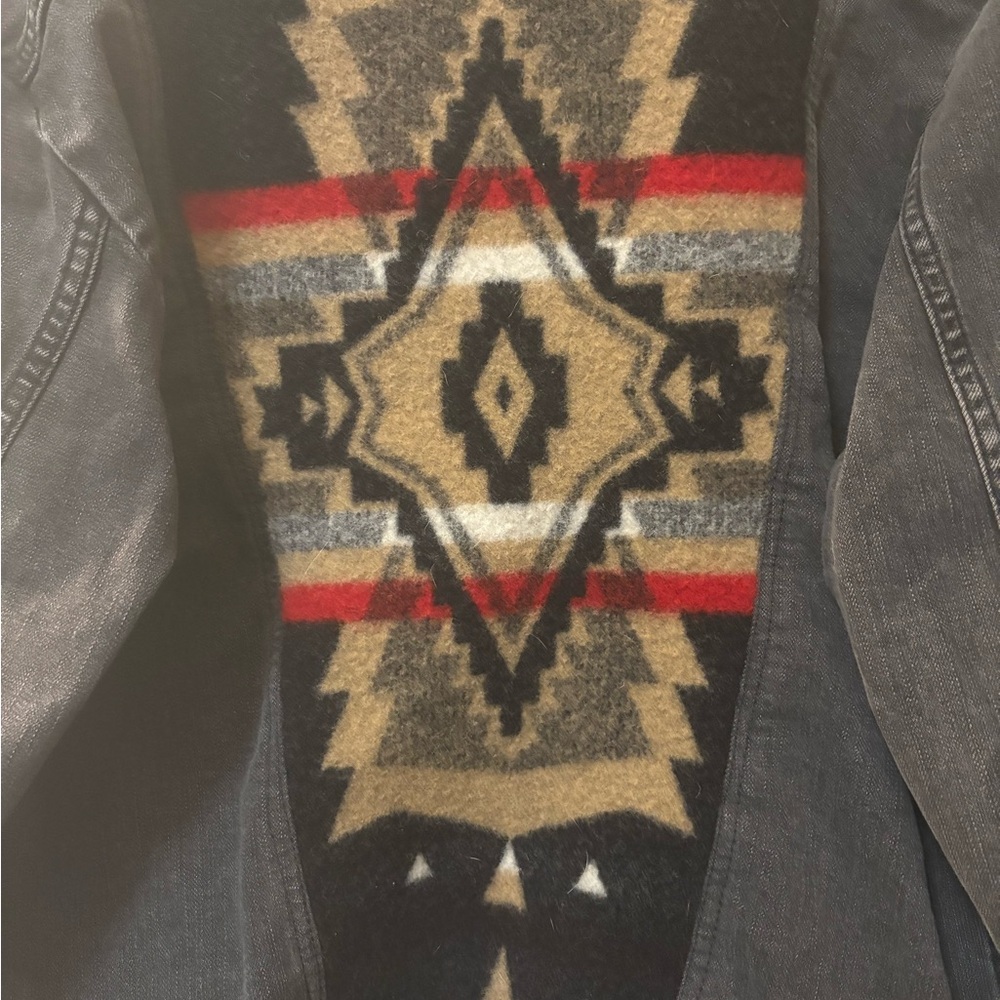 Wrangler black Denim Jacket Southwest Tribal Native Aztec Western Boho Jean Coat - Picture 5 of 14
